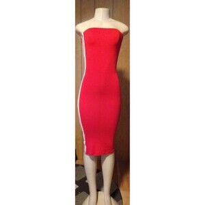Red Tube Top Midi Dress